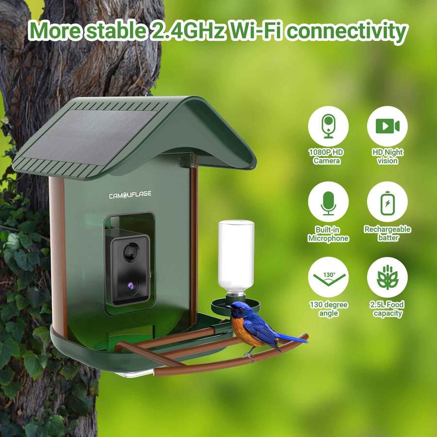 Έξυπνη ταΐστρα πουλιών με ανίχνευση ειδών μέσω τεχνητής νοημοσύνης 